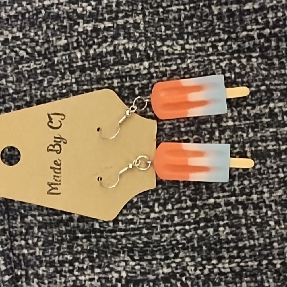 *Large Bomb Pop Handmade Popsicle earrings Ice cream food aesthetic dangle resin